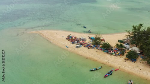 Wallpaper Mural sunny day samui island famous resort beach coastline boat parking aerial panorama 4k thailand Torontodigital.ca