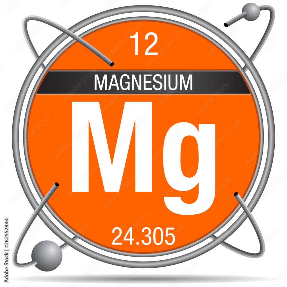 Magnesium symbol inside a metal ring with colored background and spheres  orbiting around. Element number 12 of the Periodic Table of the Elements -  Chemistry Stock Vector | Adobe Stock