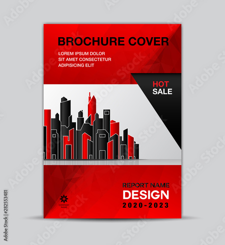 Real estate Multi-color Brochure Cover template, flyer layout, annual report cover, modern concept design, red and black background, vector Eps10 photo