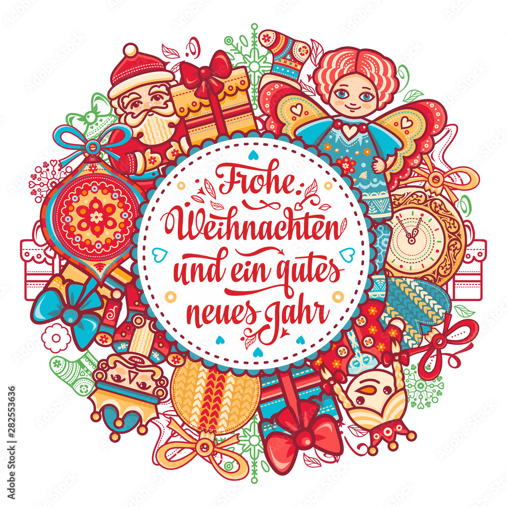 Fototapeta premium German Christmas and New year. Christmas in different languages. English translation: Happy Christmas and happy New Year