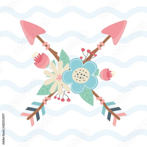 flowers and feathers with arrows decoration boho style