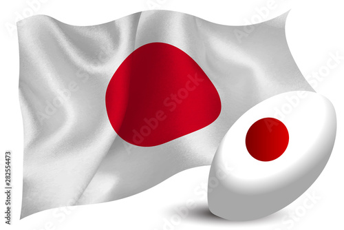 日本　ラグビー　ボール　 国旗　