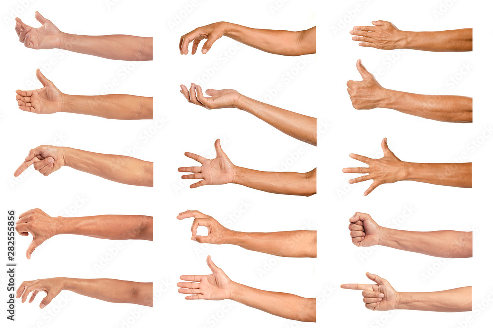 Set of man hands isolated on white background Set of man hands isolated on white background