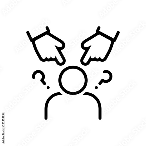 Black line icon for racial racism 
