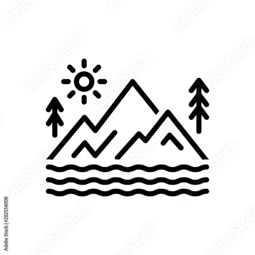 Black line icon for valley