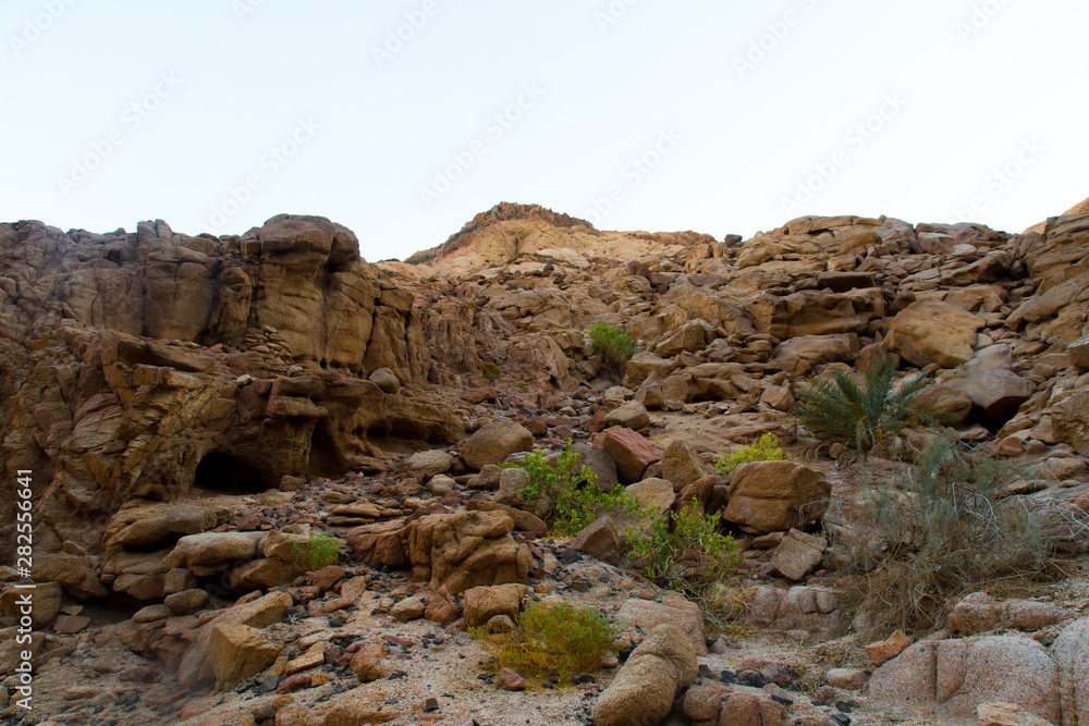 mountains and rock formations in the sinai desert 