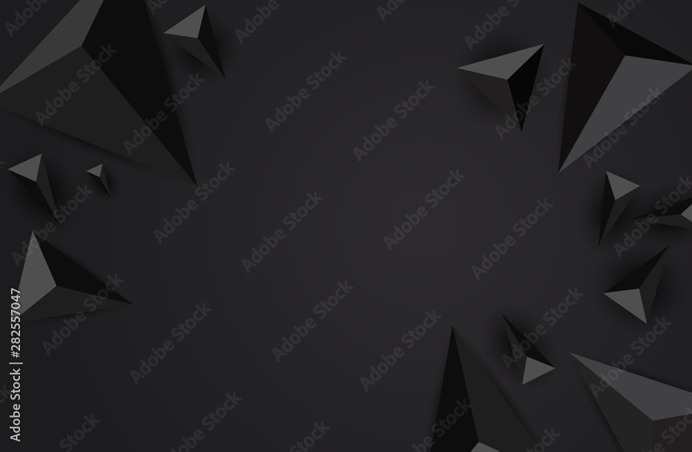 Black background. Abstract triangle black texture. Low poly black ...