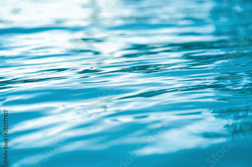 selective focus blue pool water background