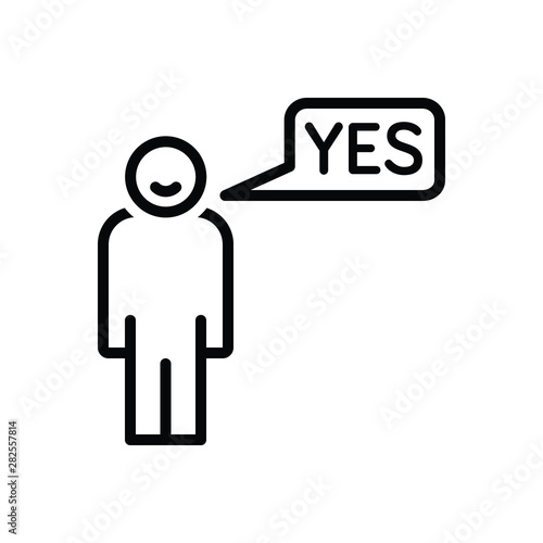 Black line icon for yes