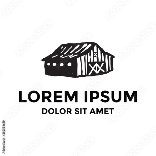 Black barn hand drawn logo design inspiration