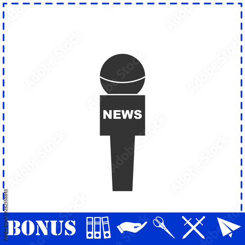 Reporter microphone icon flat