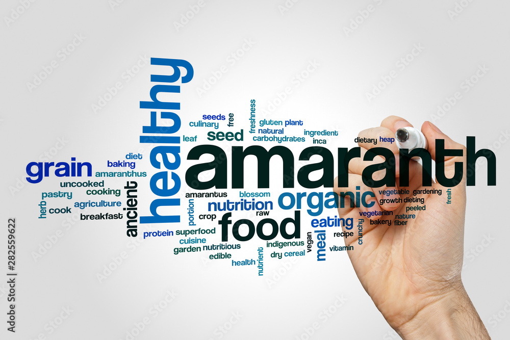Amaranth word cloud concept on grey background Amaranth word cloud concept on grey background