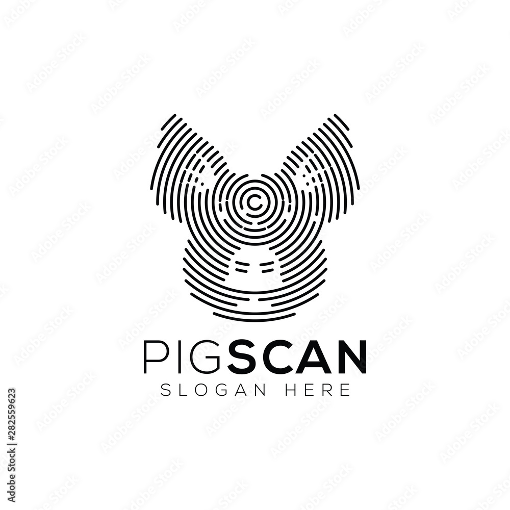 Pig Scan Technology Logo vector Element. Animal Technology Logo Template Pig Scan Technology Logo vector Element. Animal Technology Logo Template