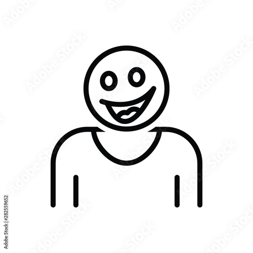 Black line icon for happy 