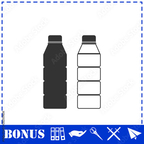 Plastic bottle icon flat