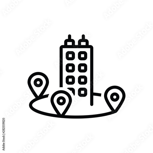 Black line icon for near 
