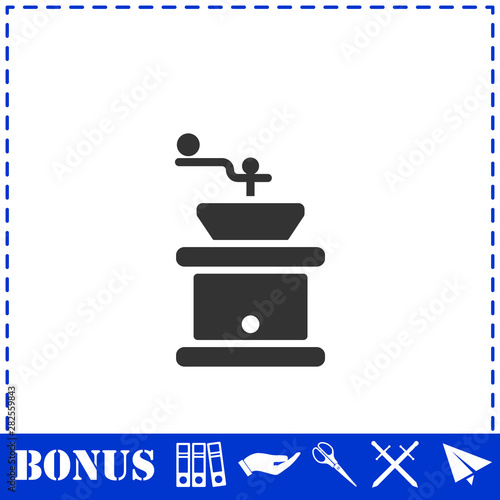 Coffee grinder icon flat