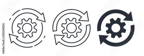  Sync process. Set of flat vector icons on a white background.