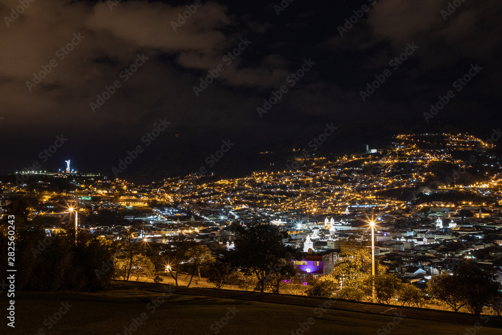 View of Quito by night from the park Itchimbia