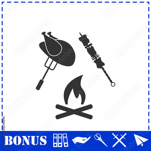 Grill Or Barbecue icon flat