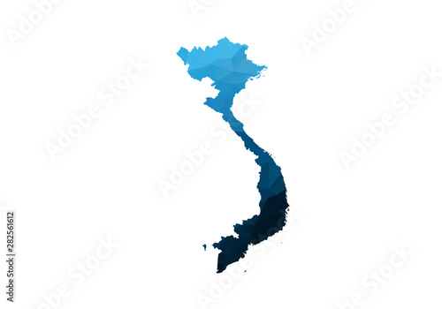 Vector Map - Blue Geometric Rumpled Triangular. Low poly map of Afghanistan. contour/shape map isolated on white background.