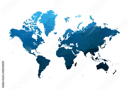 Vector Map - Blue Geometric Rumpled Triangular. Low poly map of Afghanistan. contour/shape map isolated on white background.