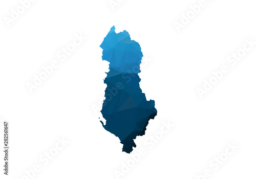 Vector Map - Blue Geometric Rumpled Triangular. Low poly map of Afghanistan. contour/shape map isolated on white background.