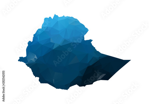 Vector Map - Blue Geometric Rumpled Triangular. Low poly map of Afghanistan. contour/shape map isolated on white background.