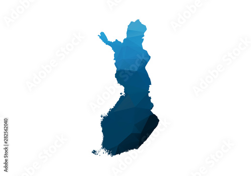 Vector Map - Blue Geometric Rumpled Triangular. Low poly map of Afghanistan. contour/shape map isolated on white background.