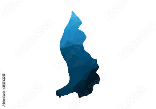 Vector Map - Blue Geometric Rumpled Triangular. Low poly map of Afghanistan. contour/shape map isolated on white background.