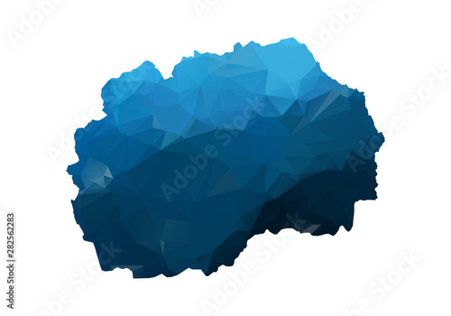 Vector Map - Blue Geometric Rumpled Triangular. Low poly map of Afghanistan. contour/shape map isolated on white background.