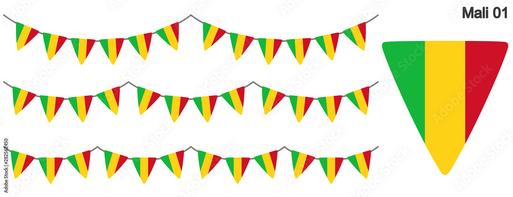 Obraz premium マリ共和国の国旗のガーラーンド ベクターデータ（bunting garland）