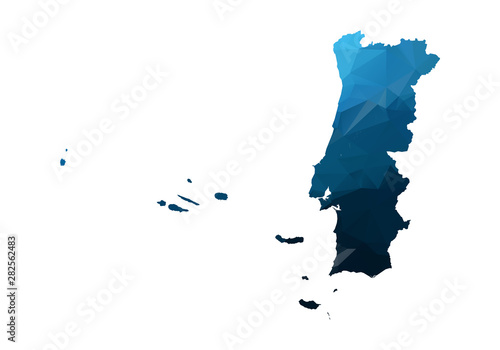 Vector Map - Blue Geometric Rumpled Triangular. Low poly map of Afghanistan. contour/shape map isolated on white background.
