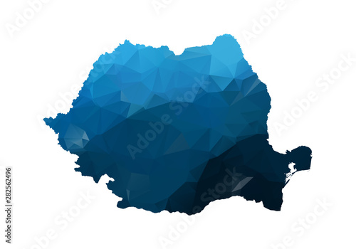 Vector Map - Blue Geometric Rumpled Triangular. Low poly map of Afghanistan. contour/shape map isolated on white background. photo