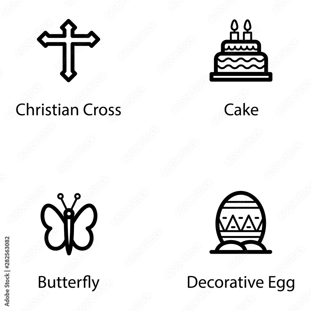 Easter And Christmas Icons Set Easter And Christmas Icons Set