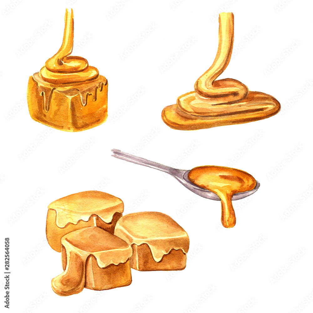 watercolor drawing caramel set Stock Illustration Adobe Stock