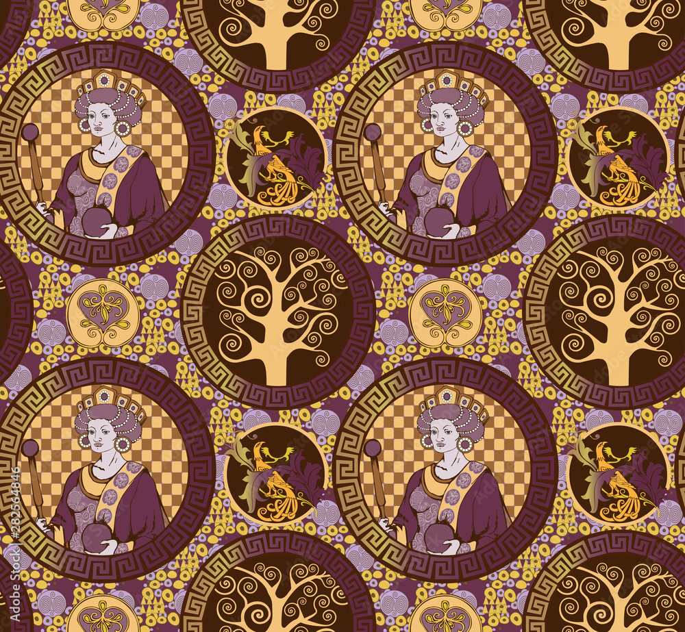 Byzantine pattern. Seamless pattern. Suitable for fabric, wrapping paper and the like. Vector illustration