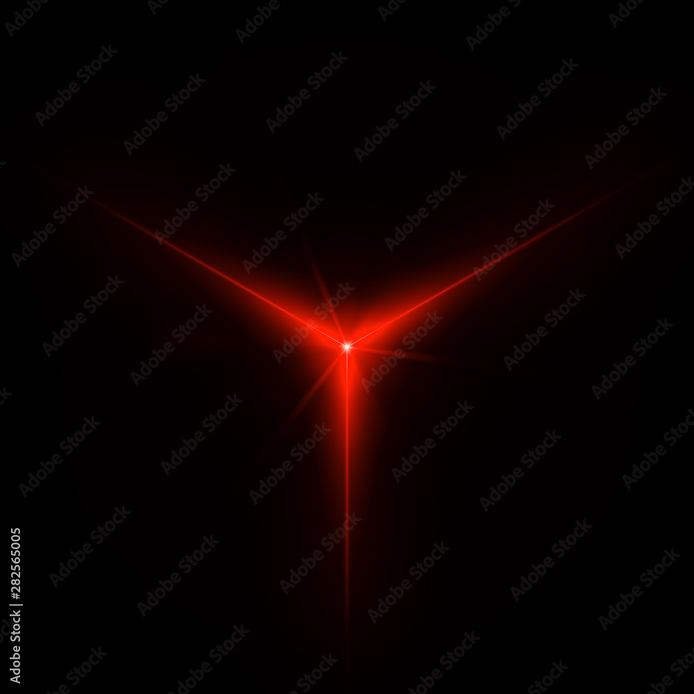 Lens flare Red light special effect Black background Stock Illustration