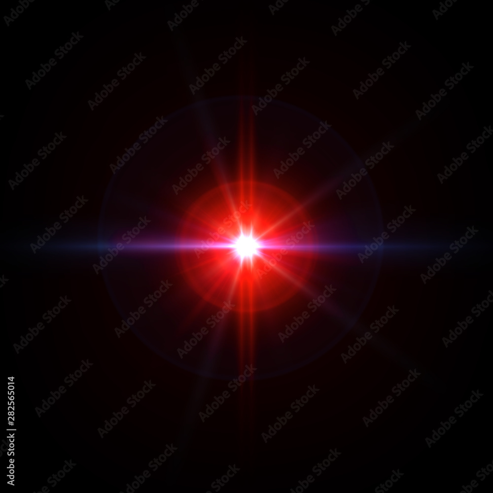 Lens flare Red light special effect Black background