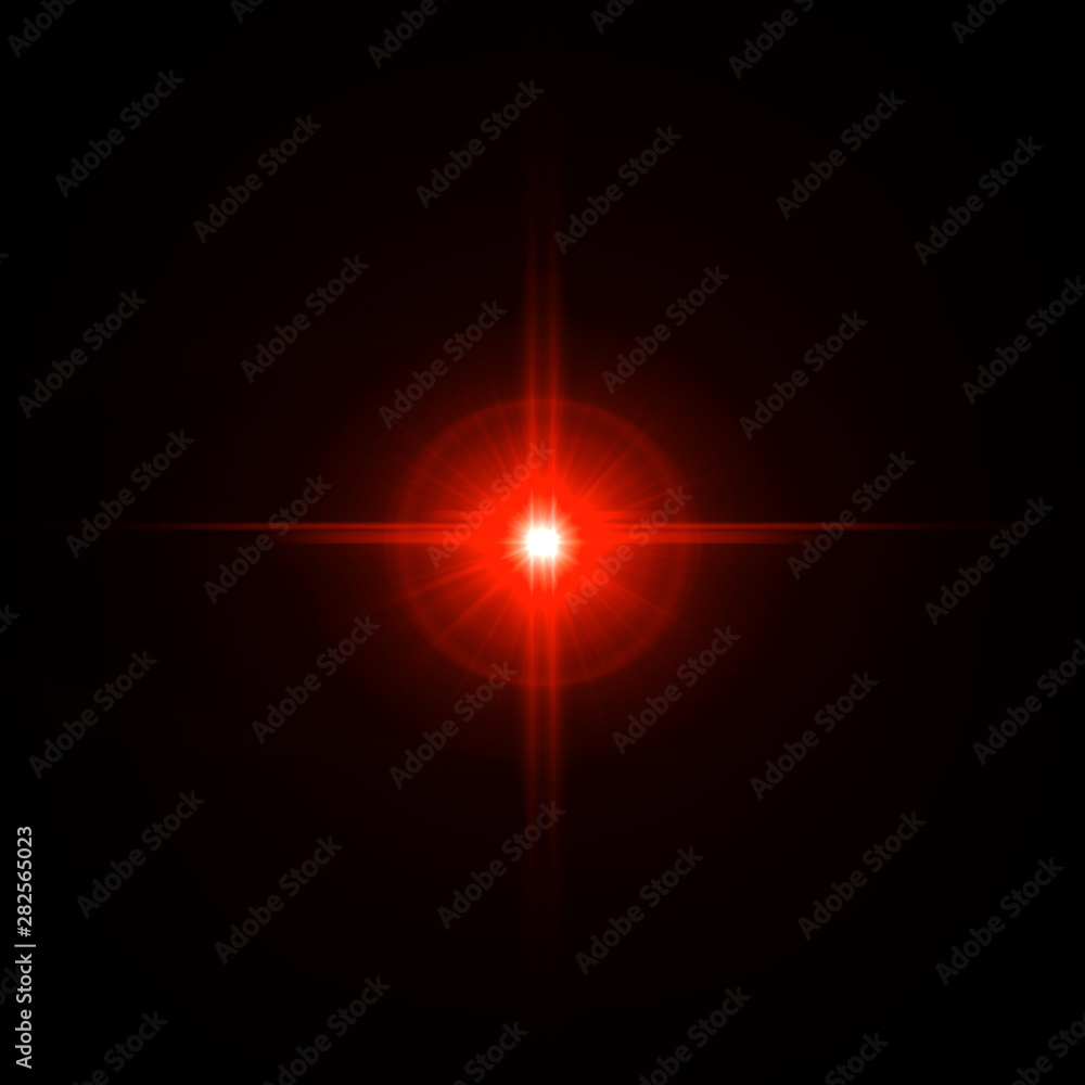 Lens flare Red light special effect Black background