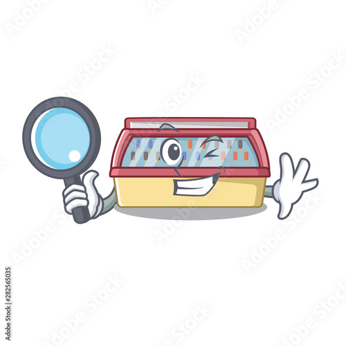 Detective ice cream freezer in a cartoon