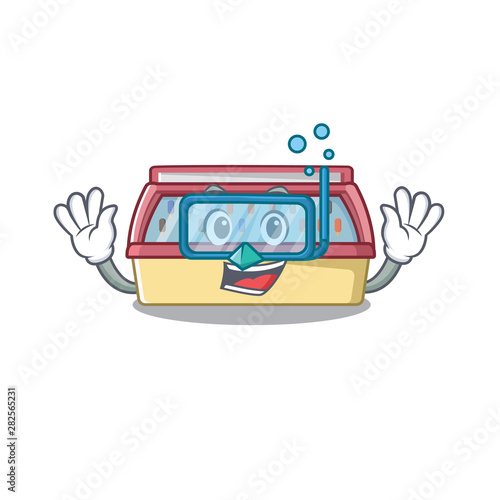 Diving ice cream freezer in a cartoon