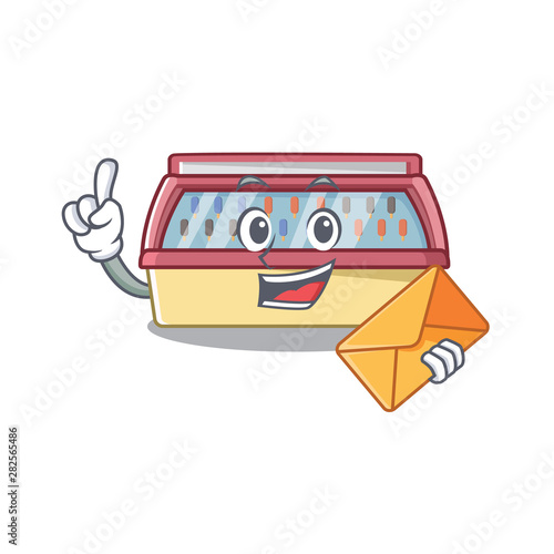 With envelope ice cream freezer in a cartoon