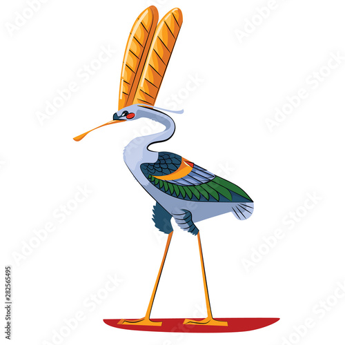 Ancient Egypt sacred bird ibis cartoon vector isolated on white background
