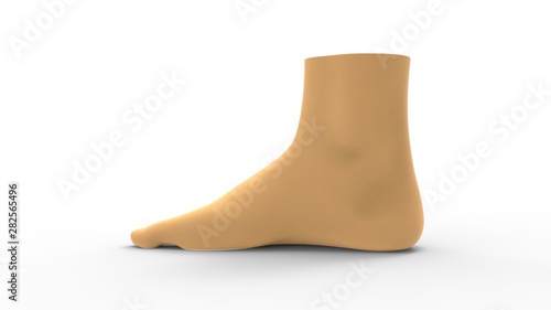 Human foot 3d rendering isolated in white studio background