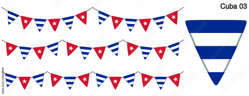 Obraz premium キューバの国旗のガーラーンド ベクターデータ（bunting garland）