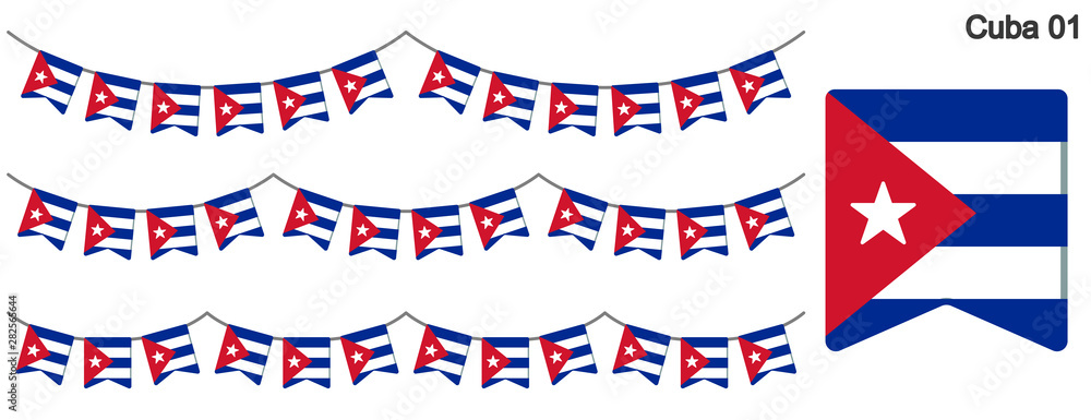 Obraz premium キューバの国旗のガーラーンド ベクターデータ（bunting garland）