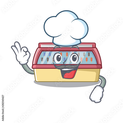 Chef ice cream freezer in a cartoon