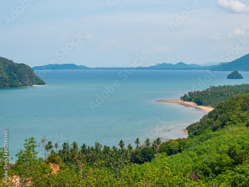 top view of blue sky with the sea