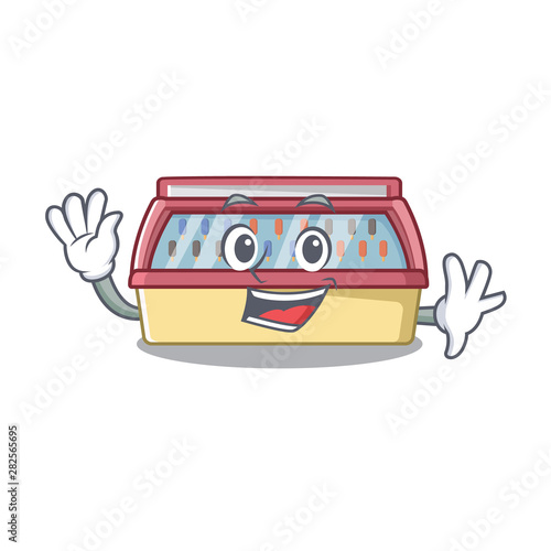 Waving ice cream freezer in a cartoon